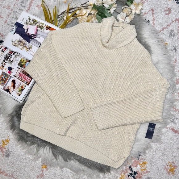 NEW Abercrombie & Fitch Women’s Cream Chunky Turtleneck Sweaters Sz 2X - Picture 12 of 12